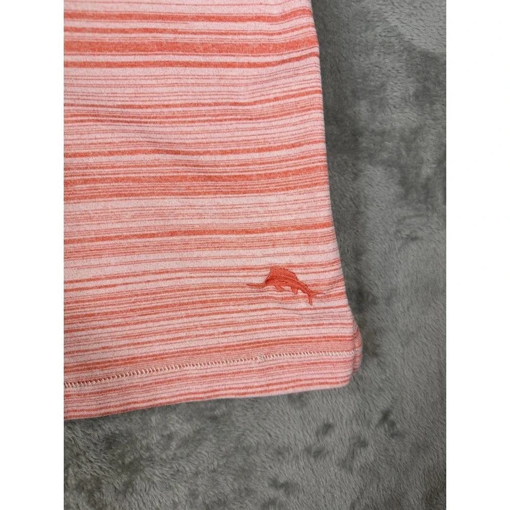 Tommy Bahama IslandZone Polo Shirt 2XL Coral Stripe Stretch